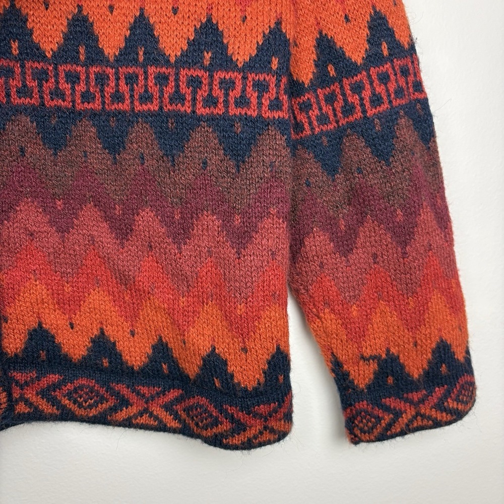 Vintage Peruvian Alpaca Women's S Cardigan Geometric Pattern Boho Hippie Indie - Picture 7 of 8